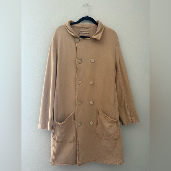 FRANK & EILEEN Belfast Trench Sweatshirt Trench Coat in Camel Size Large - Picture 10 of 12